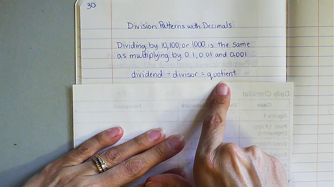 Math notes - Division Patterns with Decimals - YouTube