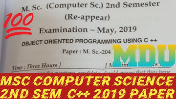 MDU 2019 MSc computer science 2nd sem c++ question paper #mdu #previousyearquestions #paper