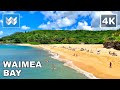 [4K] Waimea Bay in Haleiwa North Shore Oahu, Hawaii USA (Cliff Jumping) Beach Walking Tour 🎧