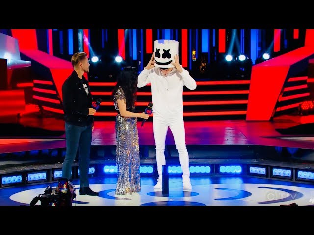 Marshmello SHOCKS MMVAs crowd by REVEALING he is.....Shawn Mendes?! class=