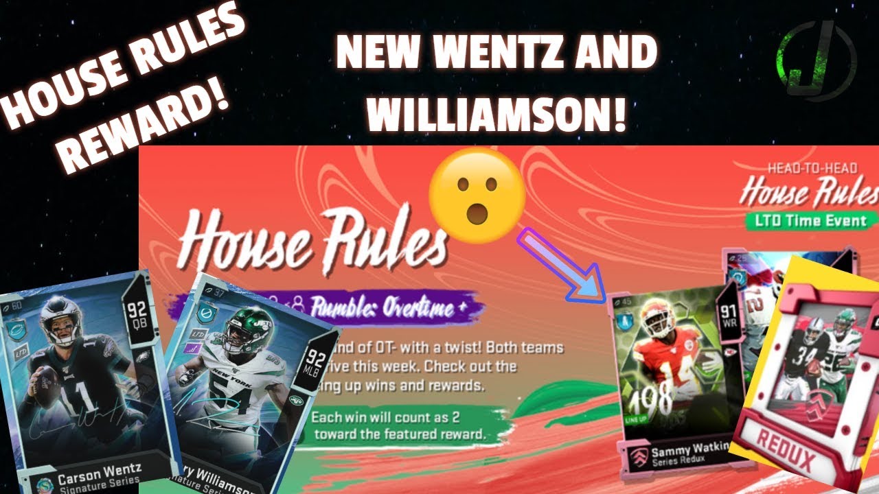 HOUSE RULES OVERTIME+ REWARD FREE REDUX! NEW WENTZ AND WILLIAMSON! MADDEN 20 ULTIMATE TEAM