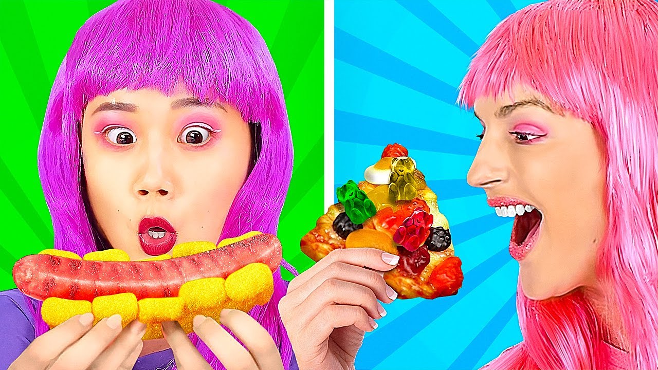 ⁣GUMMY FOOD VS REAL FOOD CHALLENGE! || Funny Challenges for Foodies by 123 Go! Genius