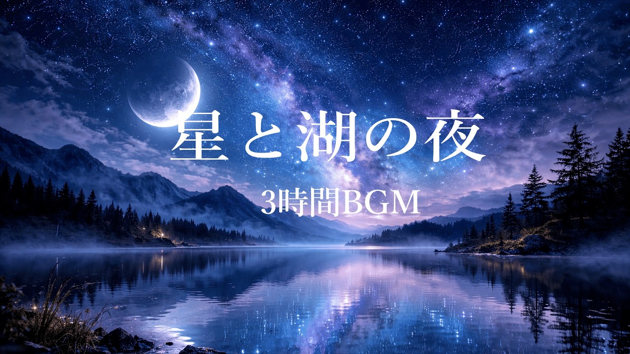【睡眠用BGM】5分で眠くなる星と湖の夜ピアノ｜安眠・熟睡｜3時間｜Starry Lake Sleep Piano & Ambient Music – 3 Hours