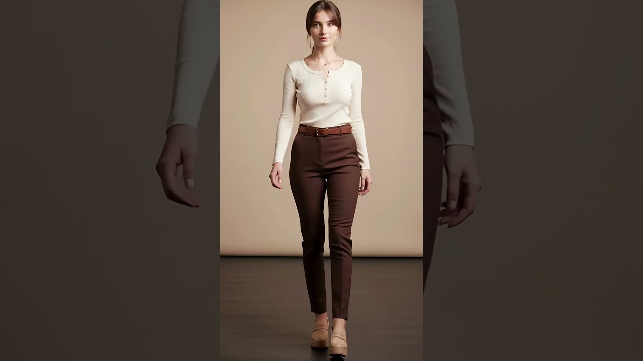 Lady Style💖 Elegant Neutral Pants Walk | AI Fashion Model