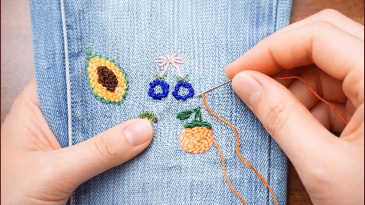 🔥 5 Cute Fruit Embroidery Ideas to Upgrade Jeans – #5 Is So Satisfying!