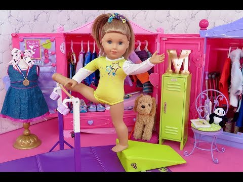 American Girl Doll Mckenna's Gymnastics Room And Closet Tour!