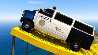 Cars Cliff Jumping into the Water - GTA 5 MODS #2 Police Chase