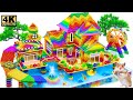 ASMR Video | Build Summer Resort &amp; Giant Rainbow Water Slide To The Bay From Magetic Balls