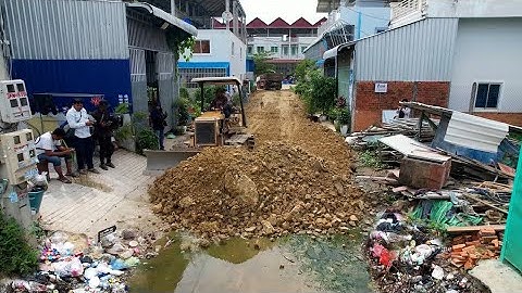 Amazing New Action!! Filling Land Road Repair, Garbage Dump, Clear and Pushing Trash By Skills Dozer
