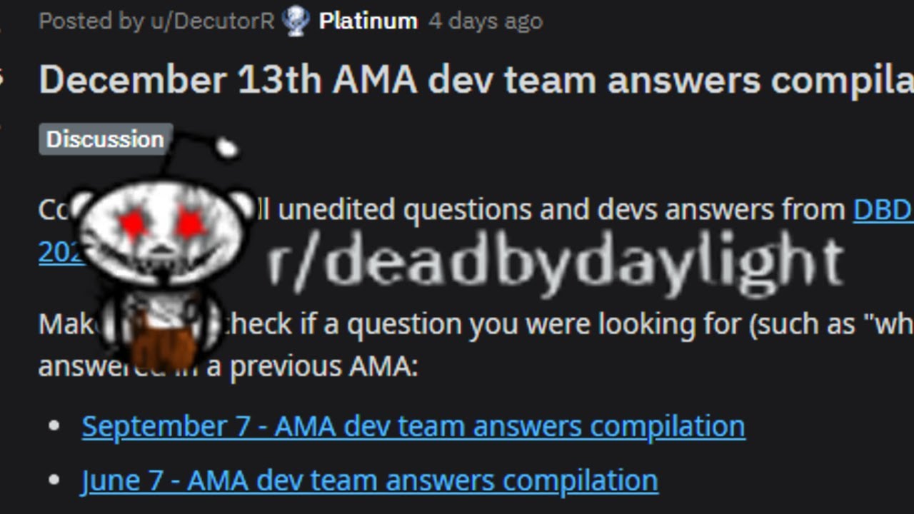 [RANT] Longer Than Intended Reddit AMA Review // Dead by Daylight Discussion DbD 7.4 Commentary