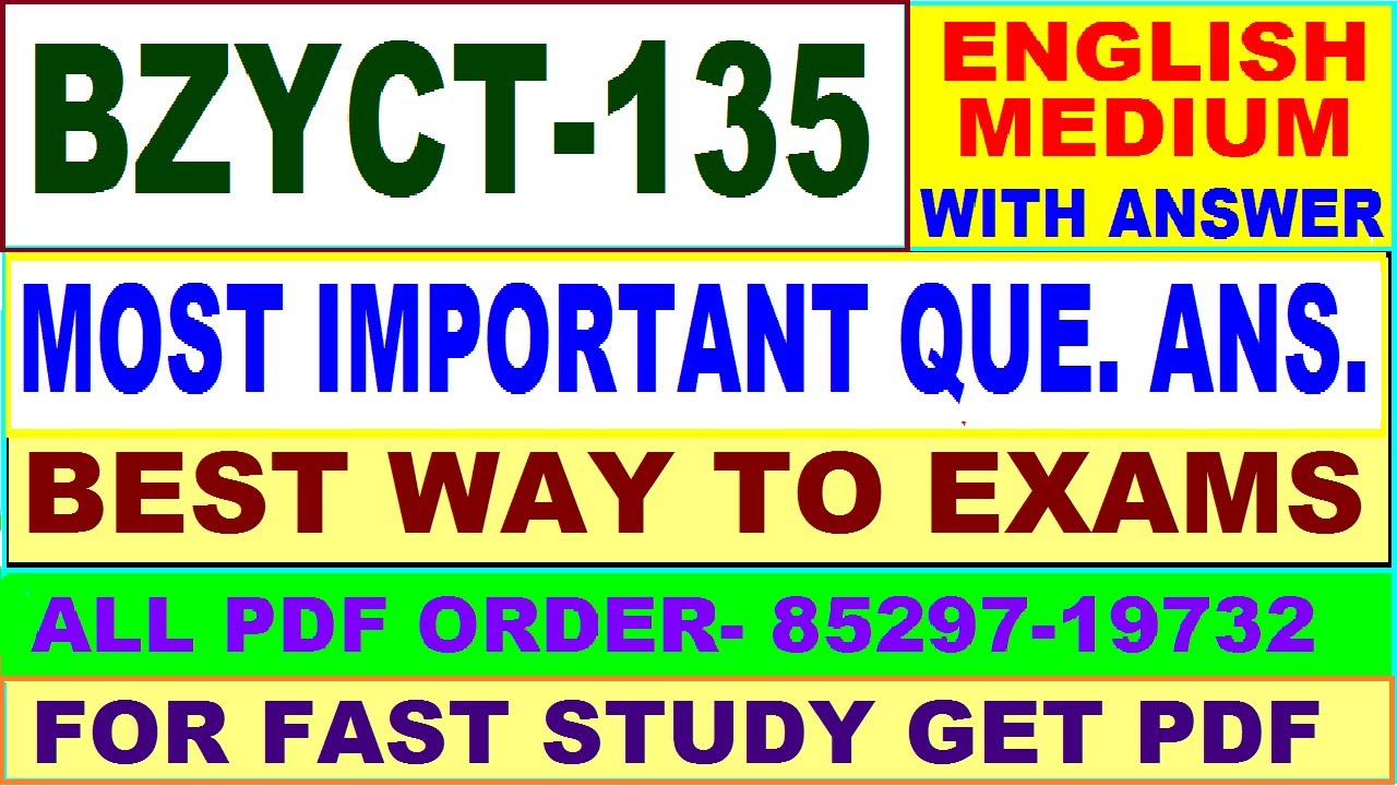 BZYCT 135 important questions with answers in English || bzyct 135 Previous Year Question Paper