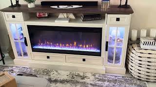 Timelapse Building a Farmhouse Entertainment TV Stand with Fireplace LED Lights
