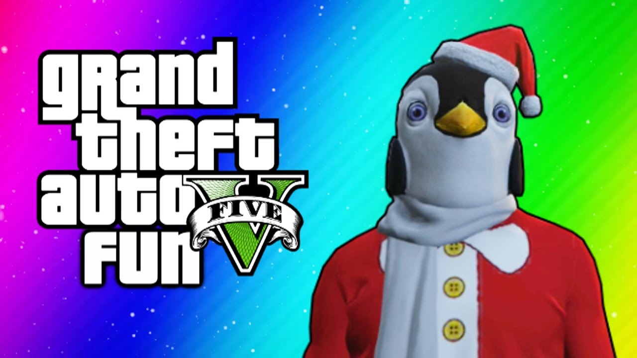 GTA 5 Online Moments - Christmas Santa Delirious, Penguin Mask, Dance Moves! -