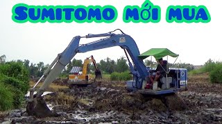 2 xe cuốc ban mặt bằng ruộng vuôn tôm. sumitomo s160f2 mới mua by Thái Dương TV 5,580 views 5 months ago 13 minutes, 59 seconds