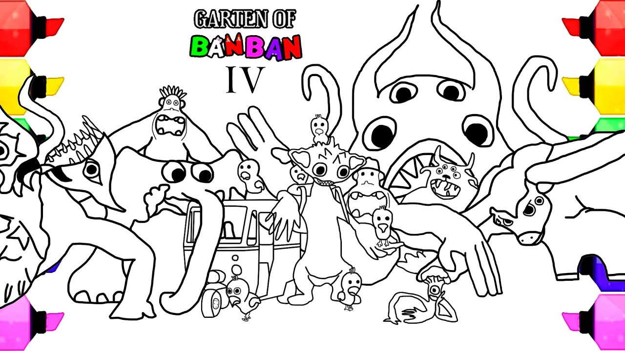 Garten of Banban 4 Coloring Pages Third Trailer - ALL BOSSES + ENDING 