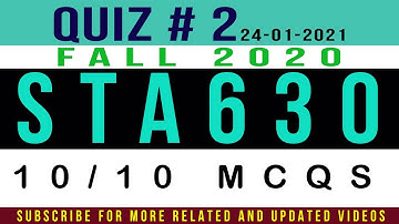 STA630 Quiz # 2 (24-01-2021) Solution Fall 2020 Live Attempt || STA630 (RESEARCH METHODS) Quiz