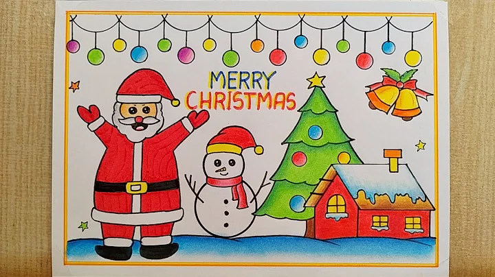 Merry Christmas drawing easy| Santa Claus drawing| Christmas Tree drawing| Merry Christmas poster