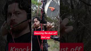 Red bottle cap target practice #archery #archerypractice