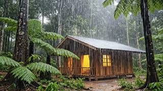 Rain Storm in a Cozy Forest Cabin | 4K Cinematic Nature Sounds