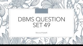 DBMS Question Session Task No 49 | 1st Year | Semester 01 | Java Institute | Venura Prabath