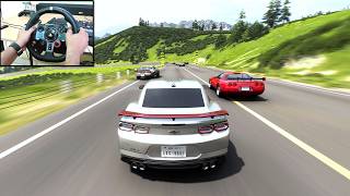 1351HP Chevrolet Camaro ZL1 vs Modern Muscle Cars - Forza Horizon 6 | G29 Steering Wheel screenshot 4