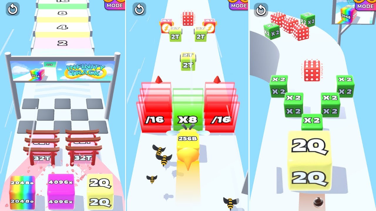 Jelly Run 2048 Triple Shape Showdown | 128M vs 4096e vs 16l |Extreme Merge Race | Part 15