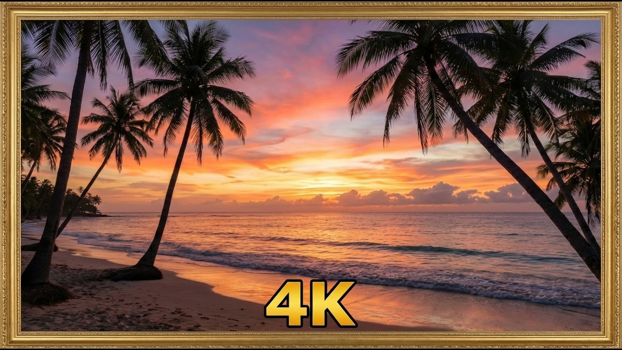 8 Hour Framed Art 🌴🌊 Escape into the gentle charm of a tropical seaside