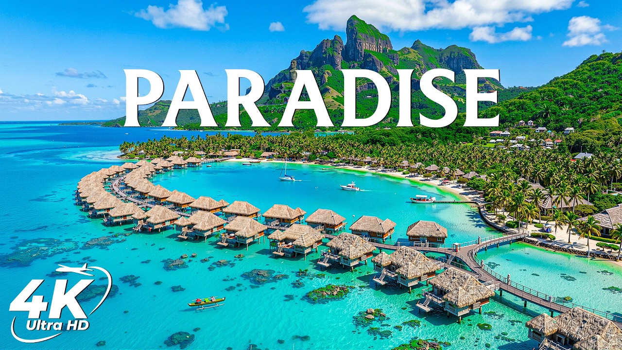 Paradise Island 4K 🌴 | Tropical Beaches, Crystal Clear Water & Relaxing Nature