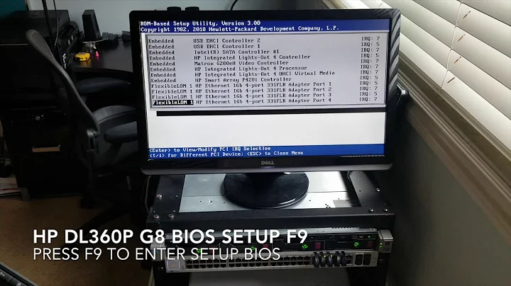 HP proliant dl360p g8 server f9 setup bios menu overview