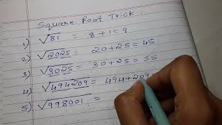 Square root trick root 81