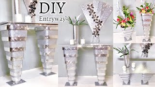 Wow🤩Amazing DIY Glamorous Shimmering Tall Entryway Table Using Food Storage Containers Decor 2022