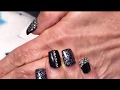 Black and silver glitter acrylic nails | religion nail products