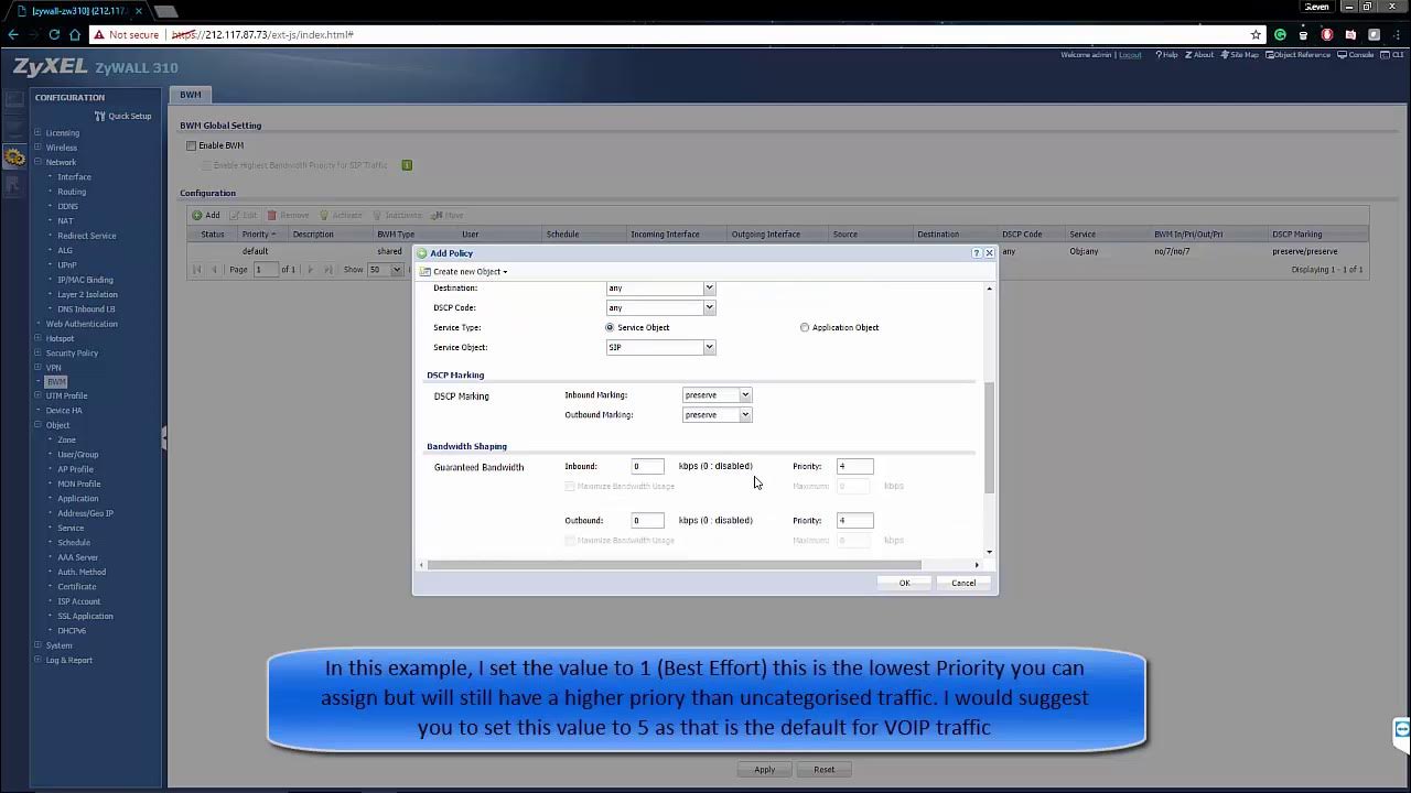 Zyxel USG Series How to Set Up Bandwidth Management (BWM, QoS) YouTube