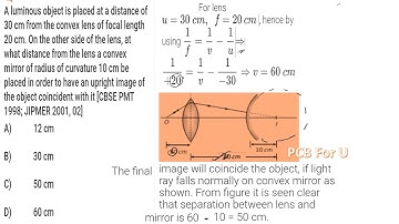 A luminous object is placed at a distance of 30cm from the convex lens of focal length 20cm on the