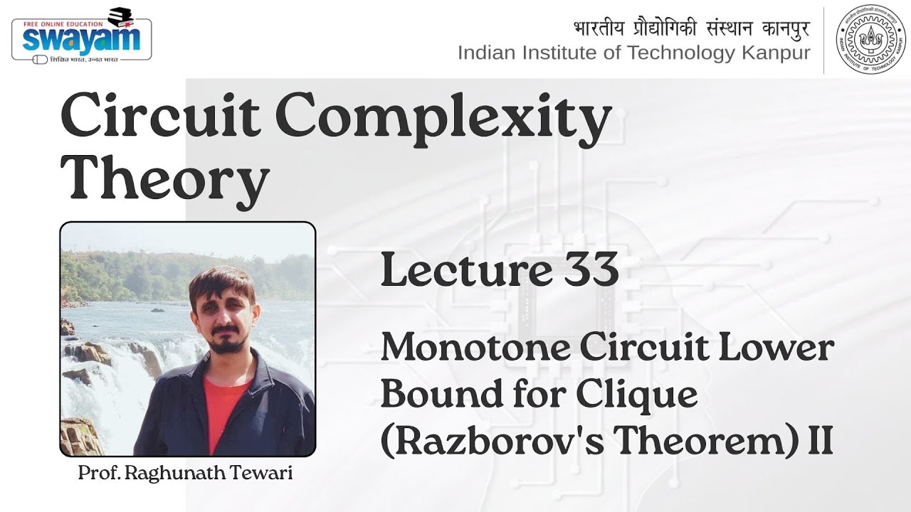 Lecture 33: Monotone Circuit Lower Bound for Clique (Razborov's Theorem ...
