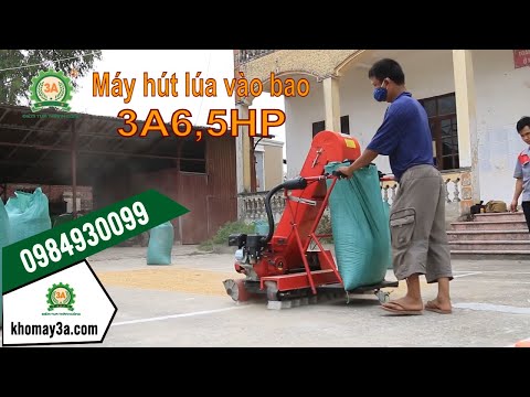 Video Máy hút lúa vào bao 3A6,5Hp | Sáng chế máy hút lúa mẫu... - youtube