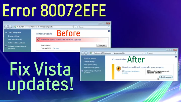 Fix Windows Vista update error 80072EFE
