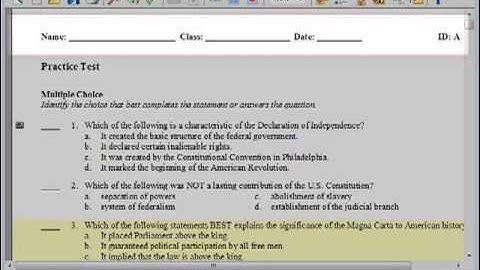 ExamView - Edit Test Sections