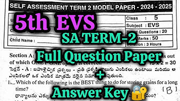 5th 💯"EVS SA Term-2" Full Question Paper with Answer Key | 5th 💯EVS Self Assessment Term-2 Paper🗞️📜
