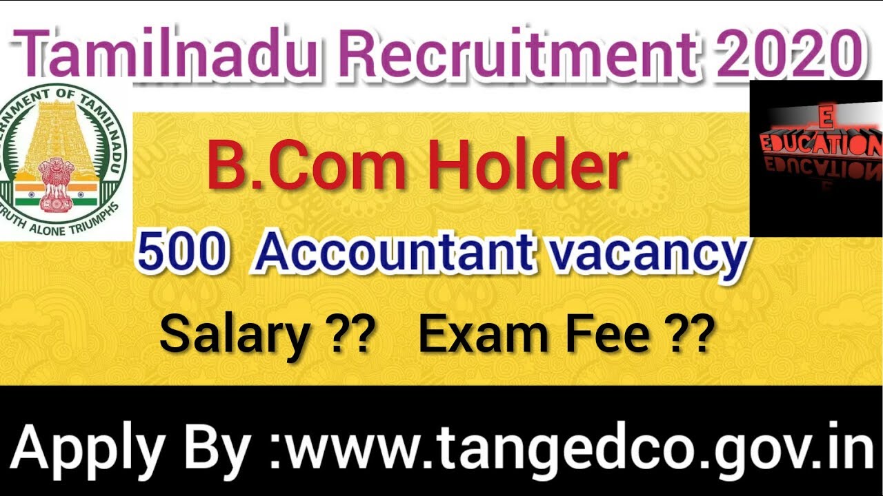 Tamilnadu Junior Accountant recruitment 2020/ 500 accountant vacancy in tamilnadu