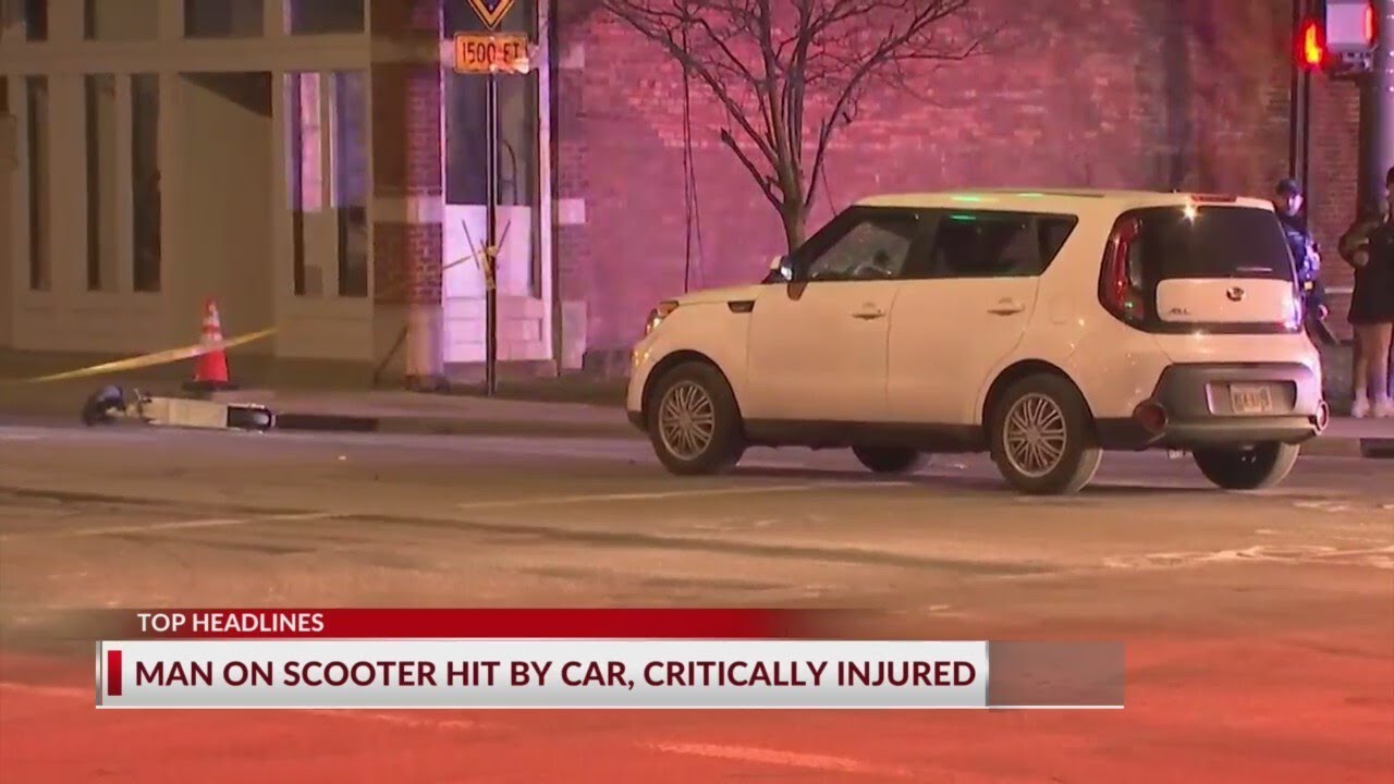 Man on scooter critically injured after being hit by car - YouTube