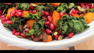 Roasted Kale Salad with Spiced Roasted Pumpkin - Tastes of Health