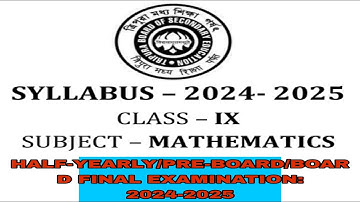 Mathematics Syllabus Class 9 2024-25 tbse board