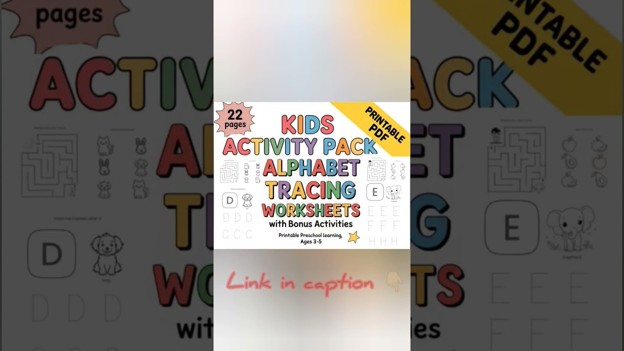 Alphabet Tracing Worksheets with Bonus Activities | Printable Preschool Learning | Kids 3-5 ages