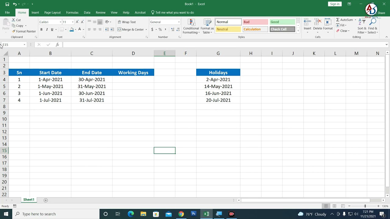 Haw To Calculate Working Days In Ms Excel Hindi Tutorial YouTube Haw To Calculate Working Days In Ms Excel Hindi Tutorial YouTube