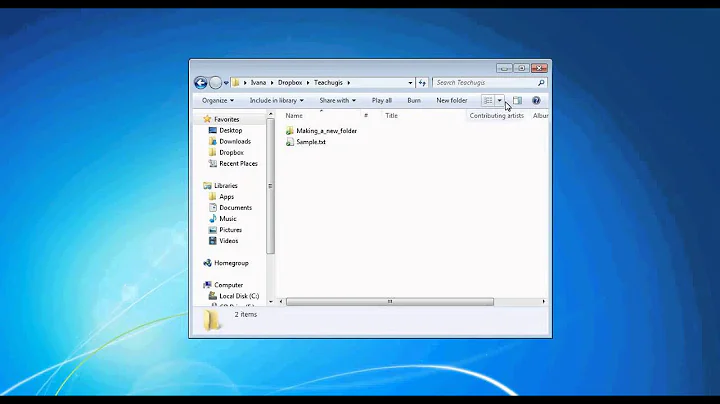 Window 7: Change Folder View to big or small icons, details or no details