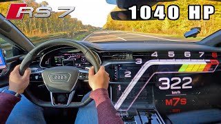 1040HP AUDI RS7 C8 *320KMH / 200MPH* on AUTOBAHN