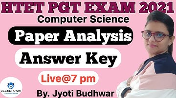 HTET PGT Paper Solution & Answer Key 2021 by Jyoti Budhwar | HTET PGT EXAM 2021 SOLUTION
