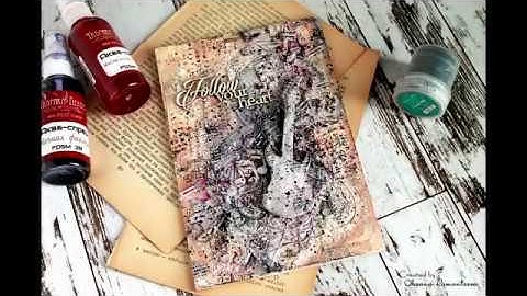 Миксмедийный холст, мастер класс/ Mixed media canvas tutorial
