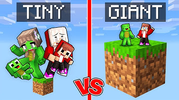 Families TINY vs JJ & Mikey GIANT One Block Battle in Minecraft (Maizen)